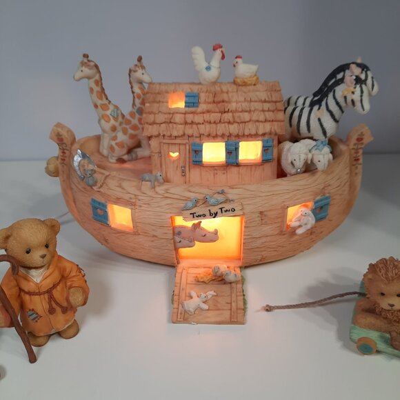 Cherished Teddies Noah’s Ark Lighted Set #100526 Open Box Like New Original Box - Picture 7 of 11